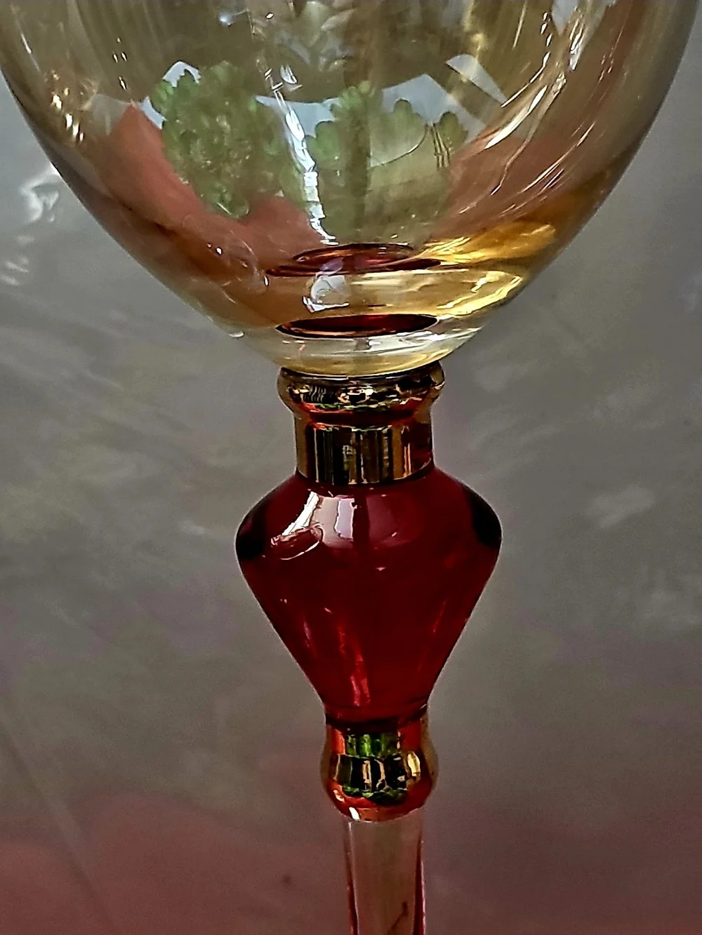 Elegant PIER 1 Amber Luster Red Jewel Water Goblet, Set of 2